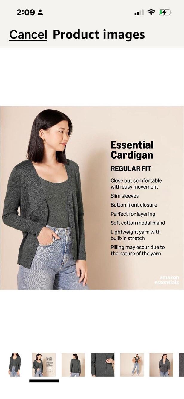 Amazon Essentials Women's Lightweight Open-Front Cardigan Sweater Charcoal Grey